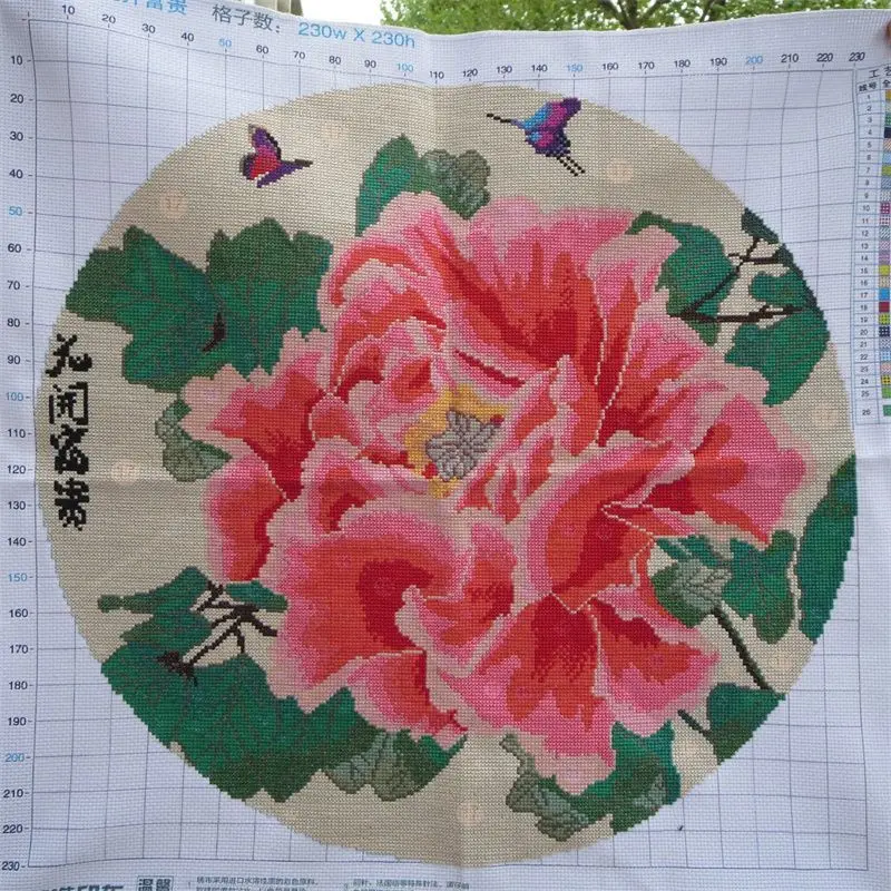 

Handmade cross stitch finished product with blooming flowers, luxurious peonies, 2024 new living room, bedroom decoration,