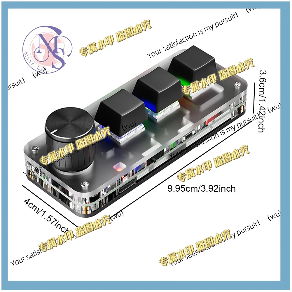3 Key 1 Knob One Handed Mechanical Keyboard Bluetooth/USB Mini Macro Mechanical Keyboard Programming Hotswap Customized Keyboard