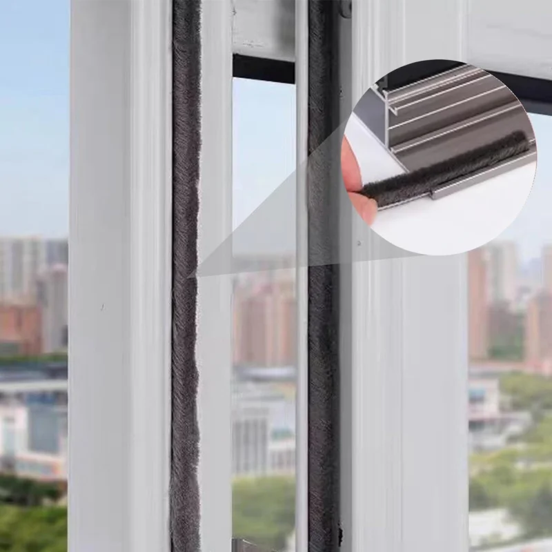 10m/Roll Card Slot Seal Strip Sliding Windows Sash Doors Tape Pile Draught Excluder Brush Seal Strip Slide-in Weatherstrip