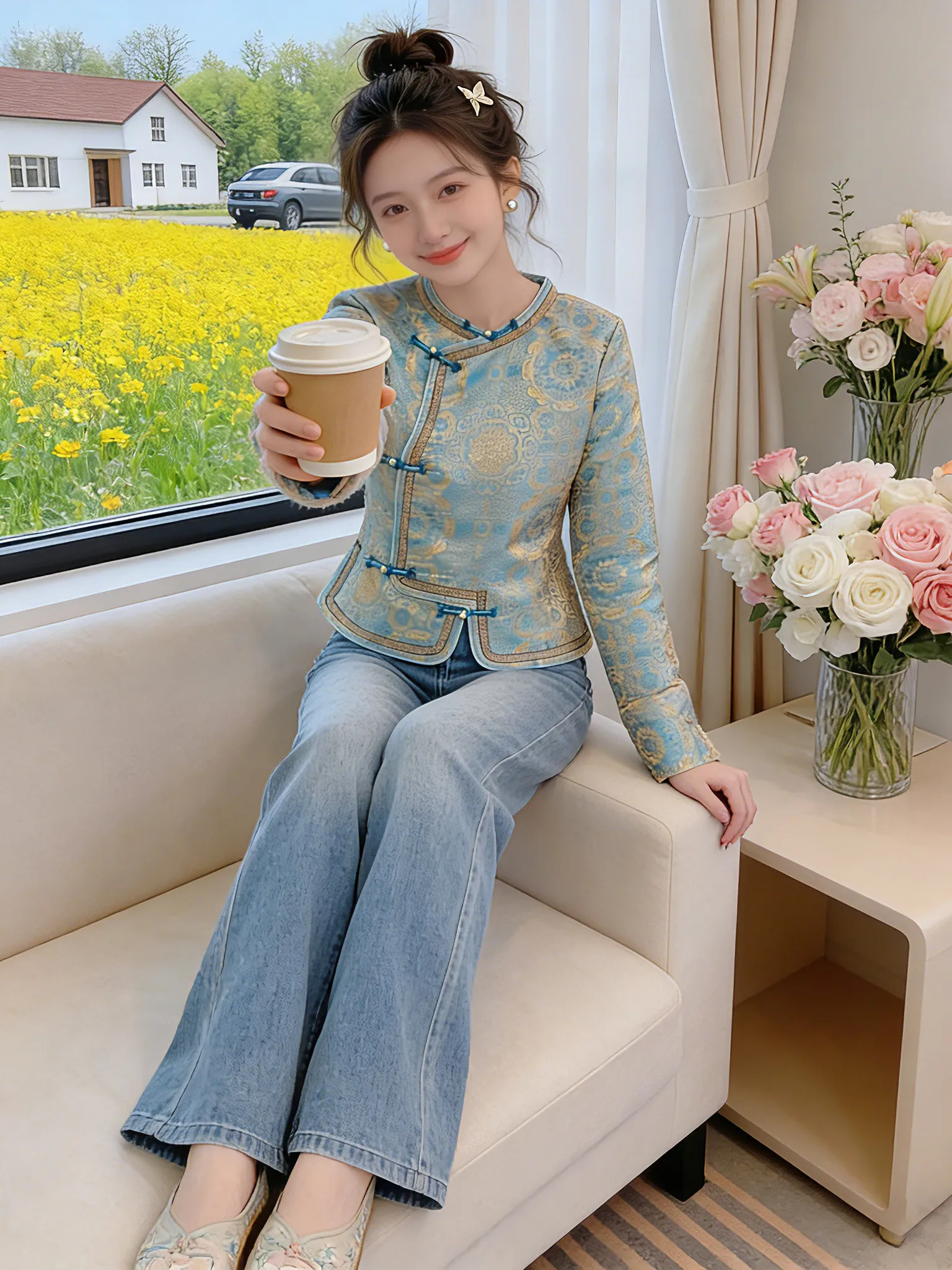 

Модный женский жилет приталенного кроя: новинка весна-осень, элегантный китайский национальный ретро-стиль, рубашка на пуговицах в корейском повседневном стиле