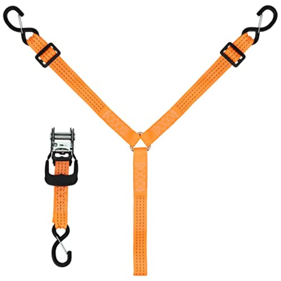 

3 Point Ratchet Y Strap for UTV ATV Truck Bed Roof Rack Spare Tire Mount - 1.5 Inch Wide Adjustable Tire Tie Down Strap Over Th