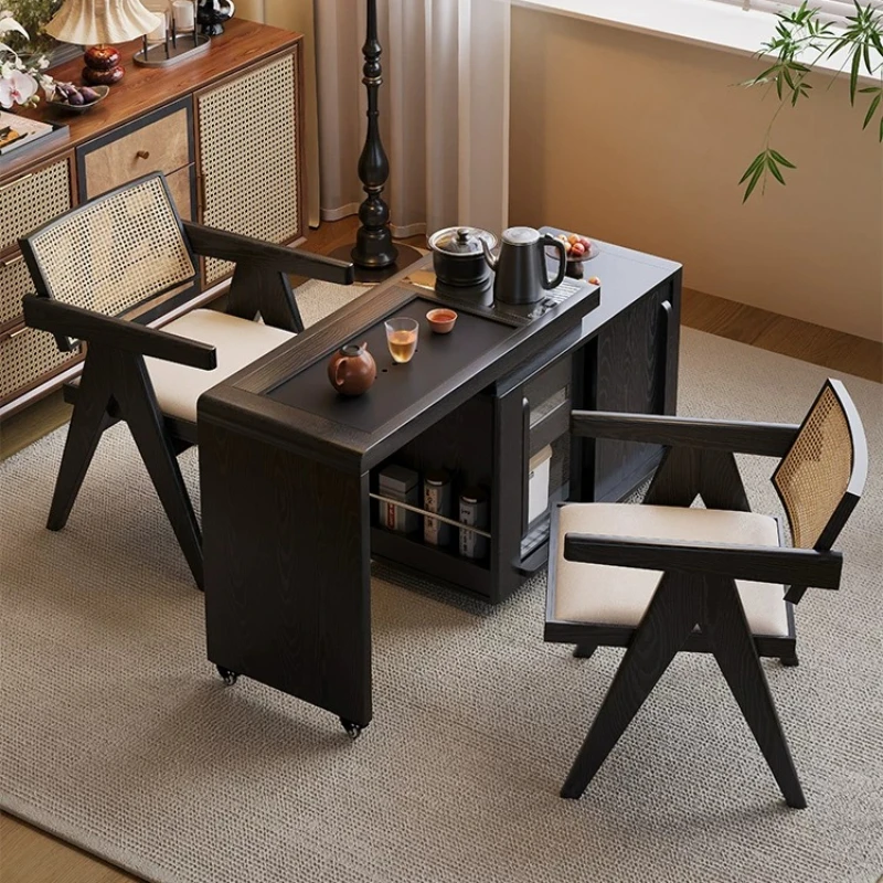 YJQ solid wood retractable mobile small tea table sofa side cabinet household tea table