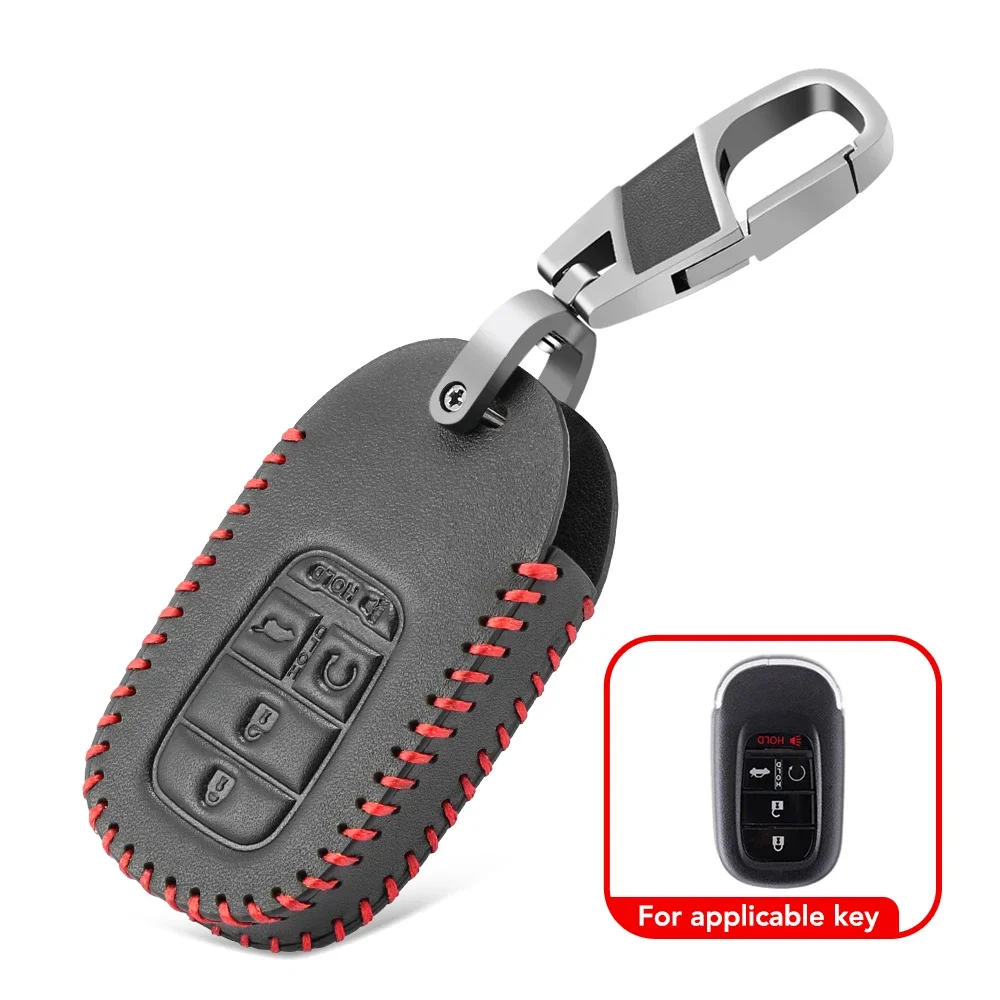 5 Buttons Leather Car Key Case Cover For Honda Civic Accord HR-V CR-V CRV 2021 2022 2023 Keychain Accessories