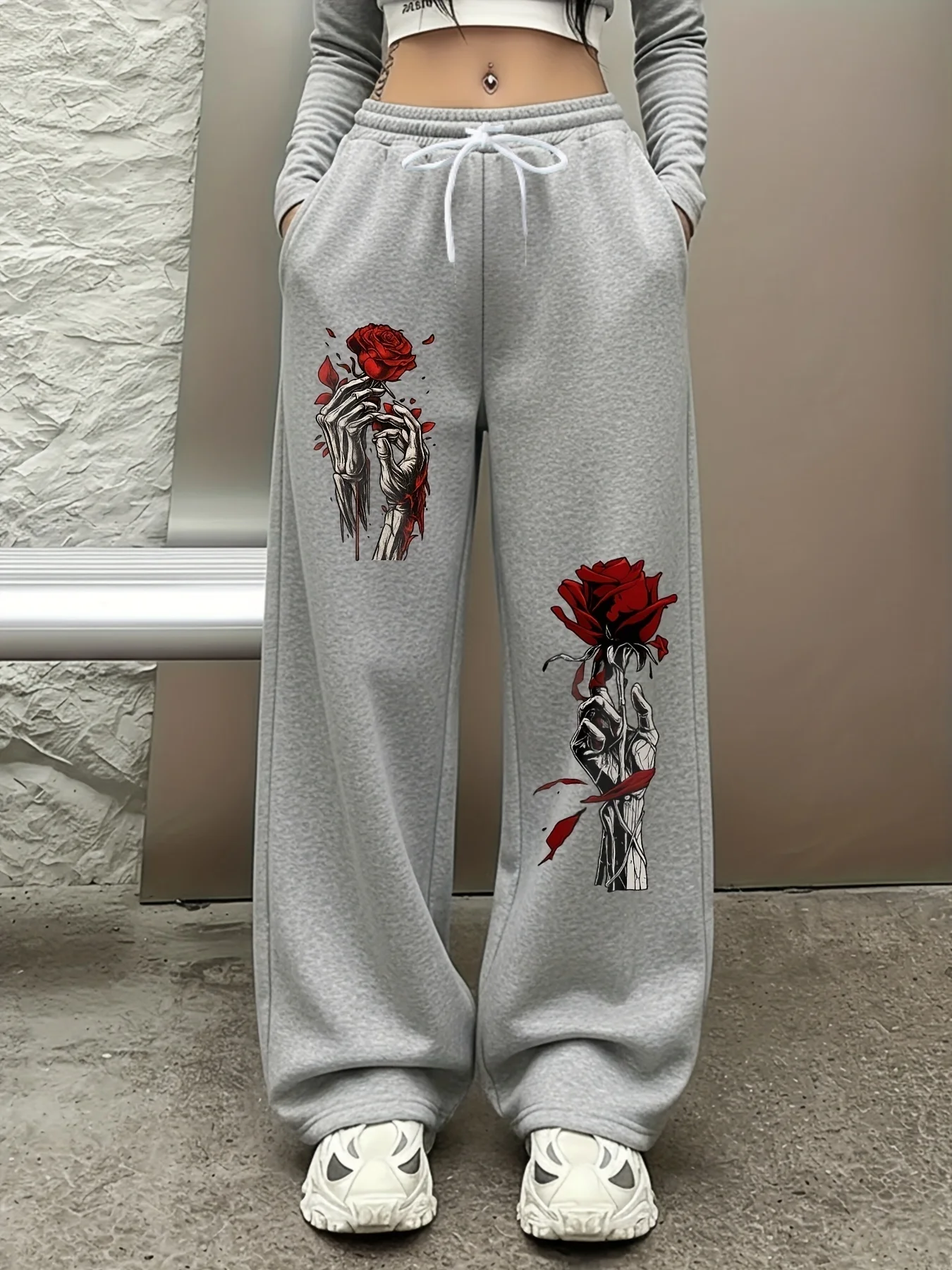 2026 New Model Men Gothic Vertical Graphic Wide Leg Sweatpants Drawstring Loose Straight Baggy Y2K Dark Punk Streetwear Pants.