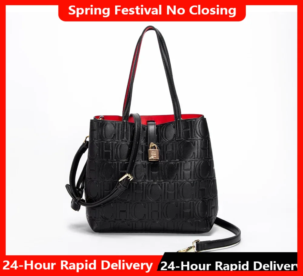 

CH Women's Large Capacity Embossed Shoulder Bag Solid Color with Simple Texture Minimalist Design 2025 Trendy Fashion Commute