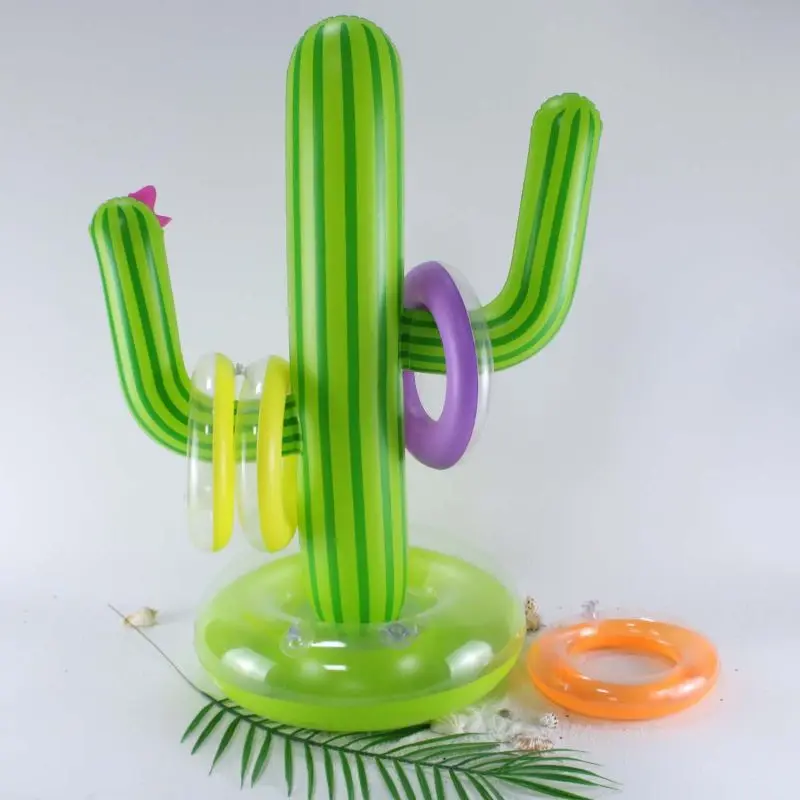 5 PCS Inflatable Cactus Ring Toss Game Inflatable Toss Game Pool Toys Luau Party Supplies Indoor Outdoor Game for Kids Adults