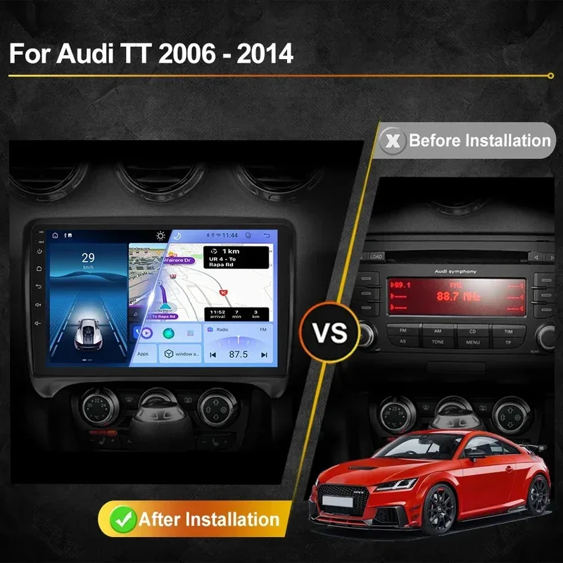 Car Radio Android For Audi TT MK2 8J 2006 - 2014 Automotive Multimedia Player Navigation GPS Carplay Touch Screen Auto Stereo