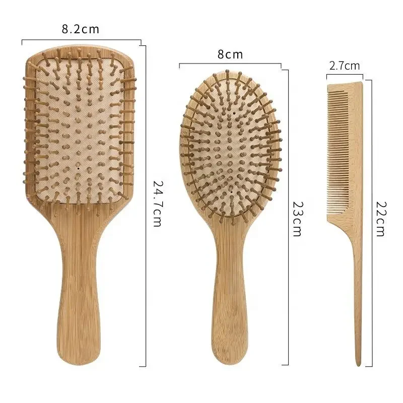 Best Quality Cushion Hair Brush for Massage Custom Logo Wide Tooth Bamboo Comb Hair Comb Set