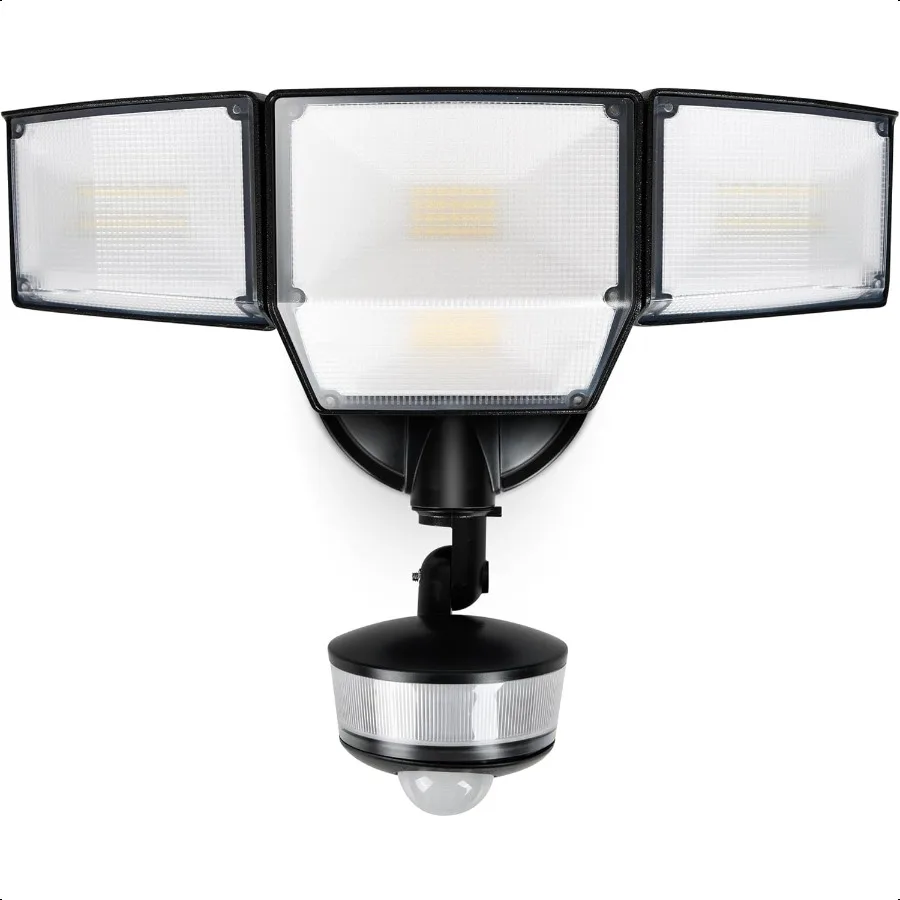 Luci esterne con sensore di movimento a luce di sicurezza a LED 84W 9500LM con luce notturna Luci di inondazione a LED a 4 teste per esterni 5000K Luce diurna IP65