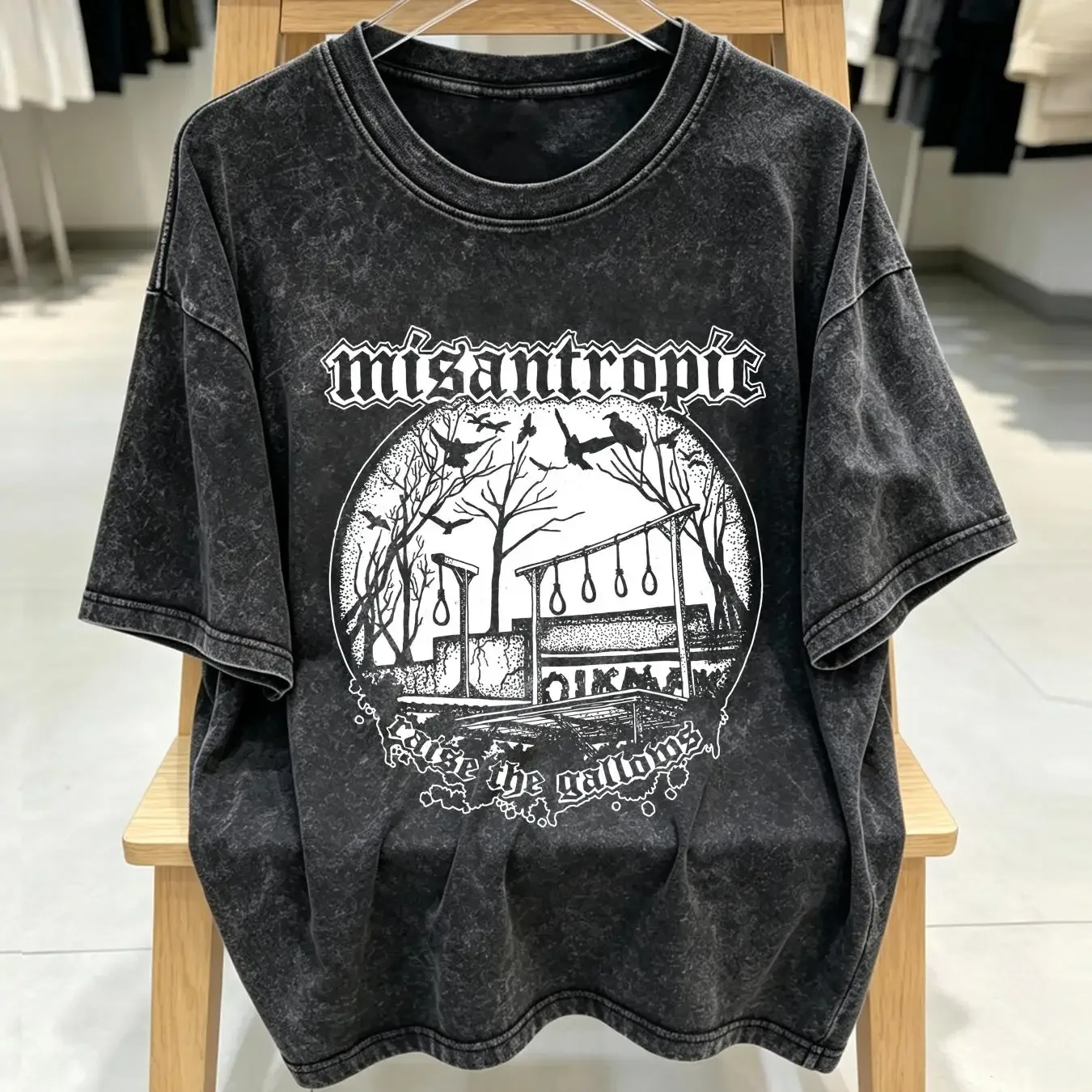 washed T Shirt MISANTROPIC Raise The Gallows vintage Washed Stylish homme Comfortable streetwear Breathable Casual