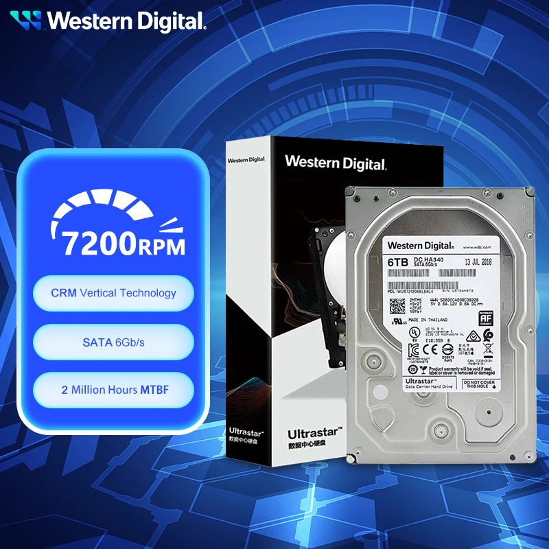 Жесткий диск Western Digital WD 3,5 дюйма, 7200 об/мин, SATA3 WD, 6 ТБ, 8 ТБ, 10 ТБ, 14 ТБ, 24 ТБ, SATA3