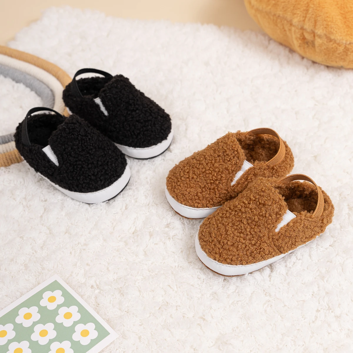 

KIDSUN Baby Boys Girl Breathable Front Shoes Plush Cotton Wool Winter Warm Baby Slipper Newborn First Walker Shoes Outdoor