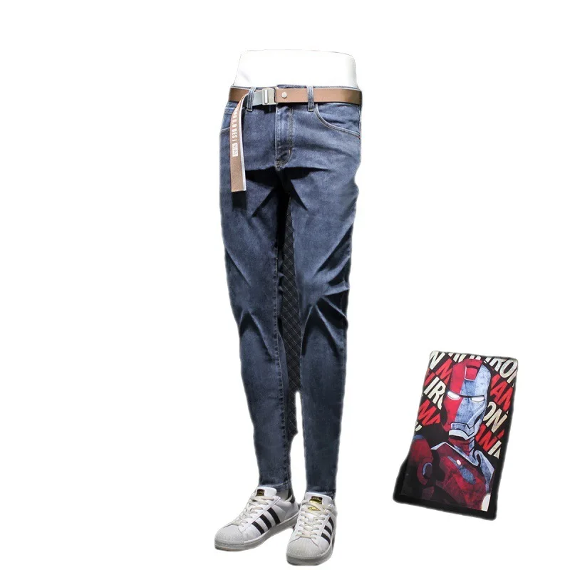 High-End Twill Retro Blue Jeans Men's Spring and Autumn Korean Style Trendy Casual All-Matching Slim Fit Long Skinny Pants