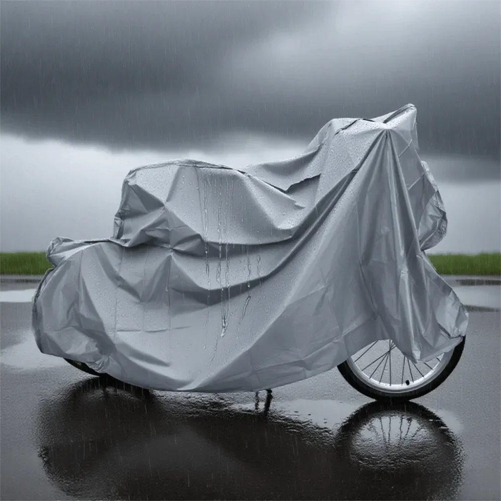 

Convenient Waterproof Rain Cover Silver PEVA Bicycle Cover Sun Rain Wind Proof Motorcycle Protective Cover Outdoor Use