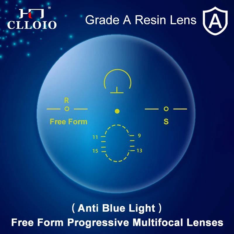 

CLLOIO Прогрессивные линзы Free Form с защитой от синего света 1.56 1.61 1.67 1.74 HD для дали и близи, мультифокальные оптические линзы по рецепту