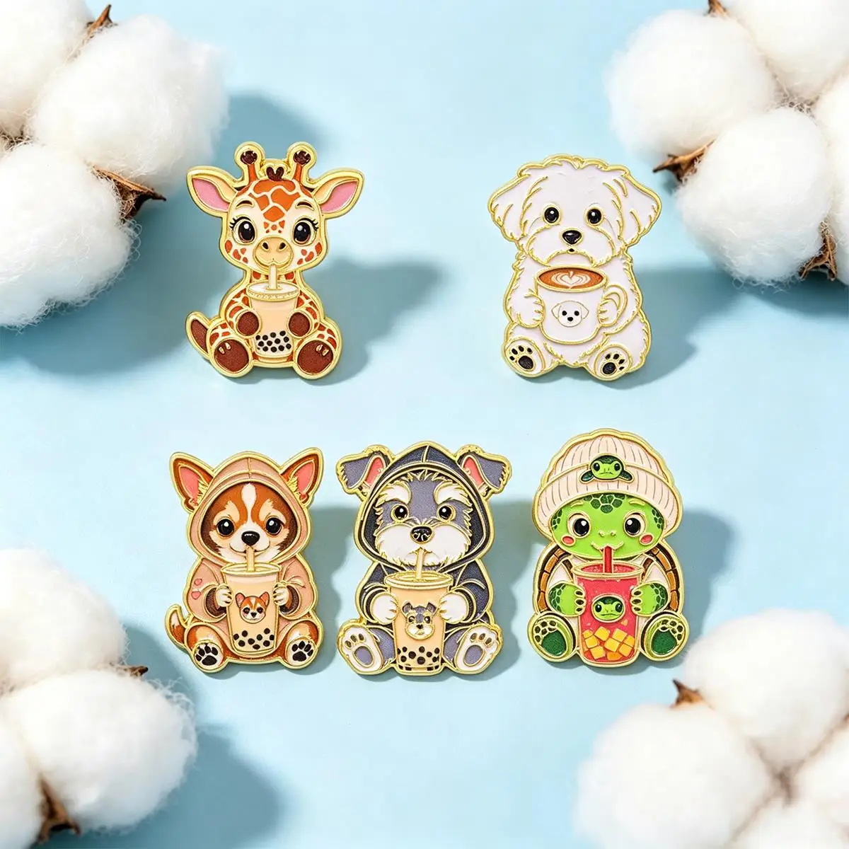 Cute Cartoon Puppy Otter Animal Metal Enamel Pins Brooches Badge on Backpack Clothing Accessories Jewelry Gift for Friends