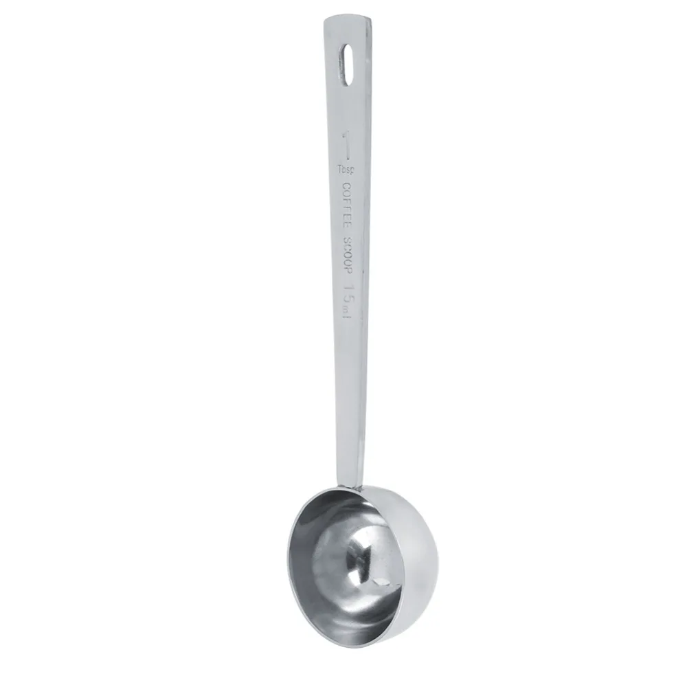 2 PCS 304 Stainless Steel Measuring Scoop Spoon Silver Multifunction Coffee Scoop Spoon with Hanging Hole Practical