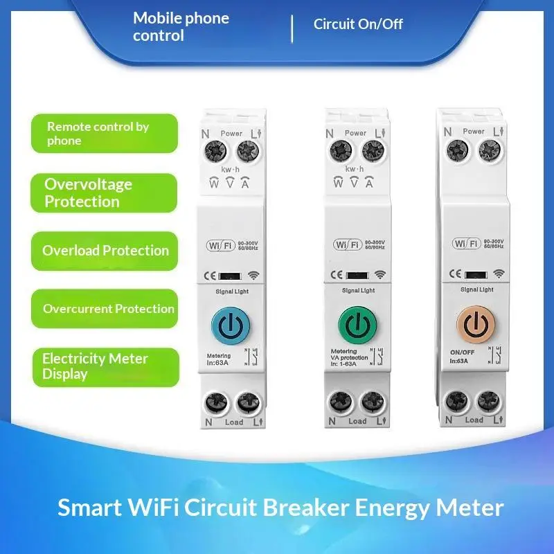Smart Switch Energy Meter kWh Metering Monitoring Circuit Breaker Timer Relay Remote Control Overvoltage Overload Protection Ene