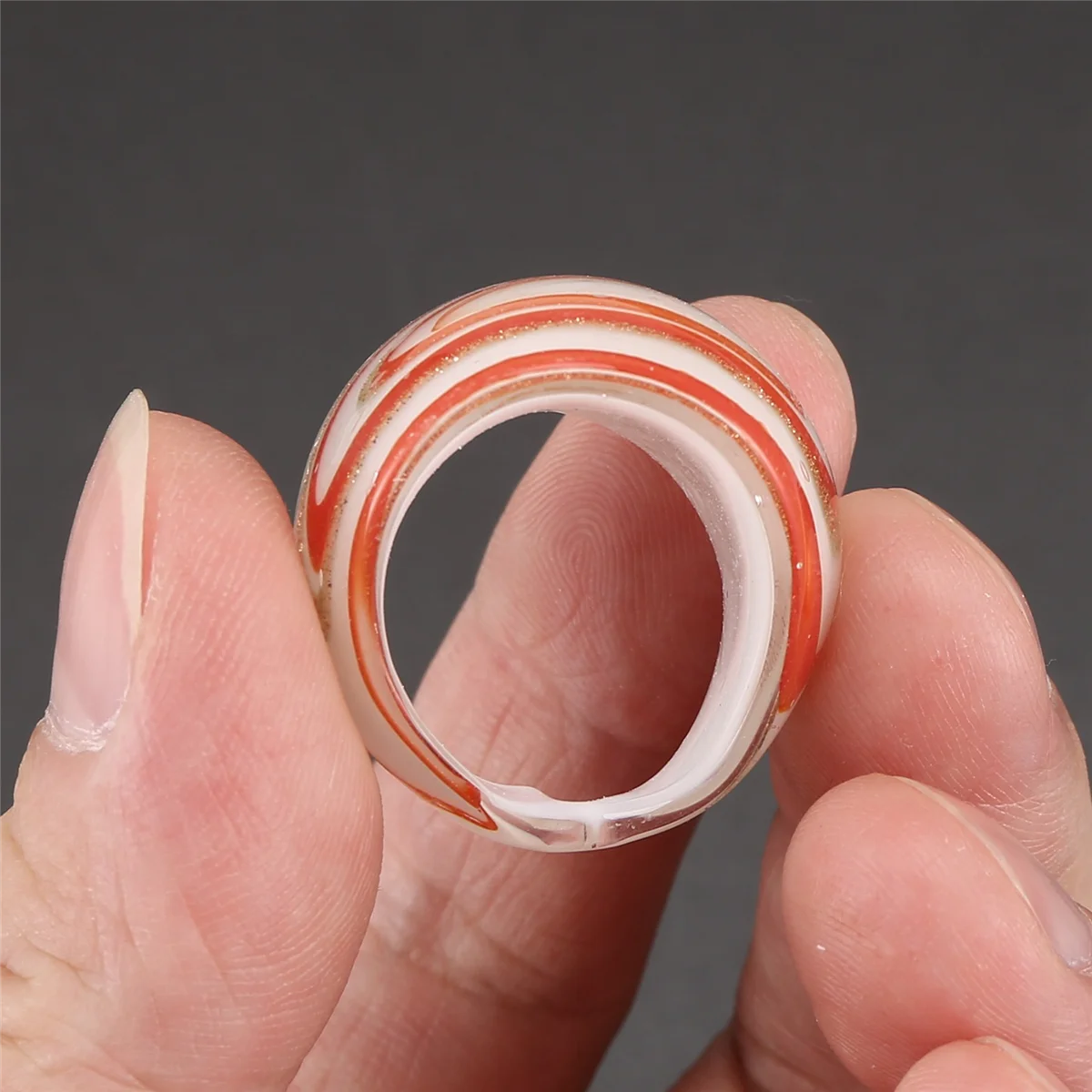 ABQR 6 X Lampwork Glass Band Rings 17-19mm Multi Colors HOT
