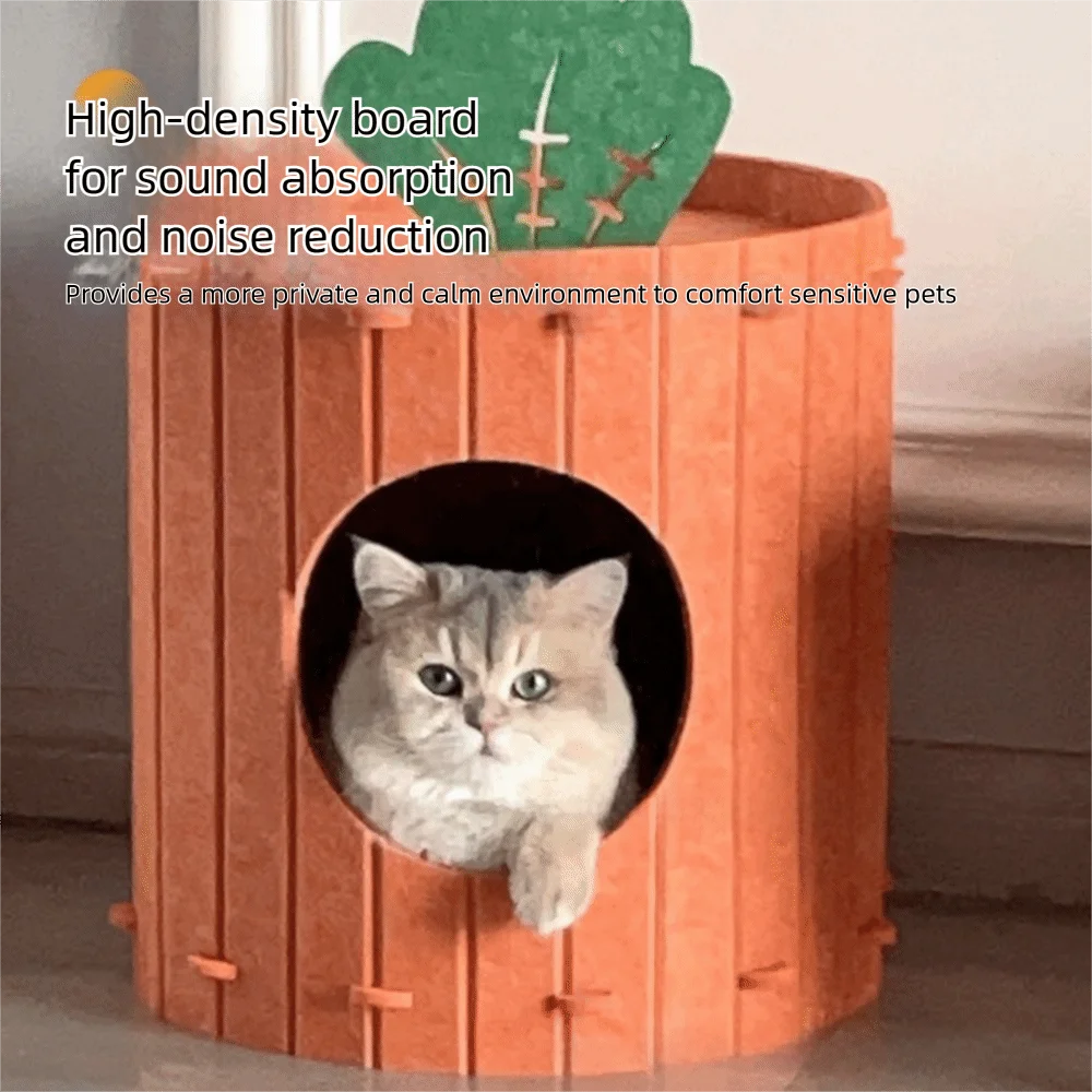 

Felt Cloth Carrot Cat Nest Wear-resistant Detachable Pet Cave House Double-layer Soft & Durable Semi-enclosed Cat Bed