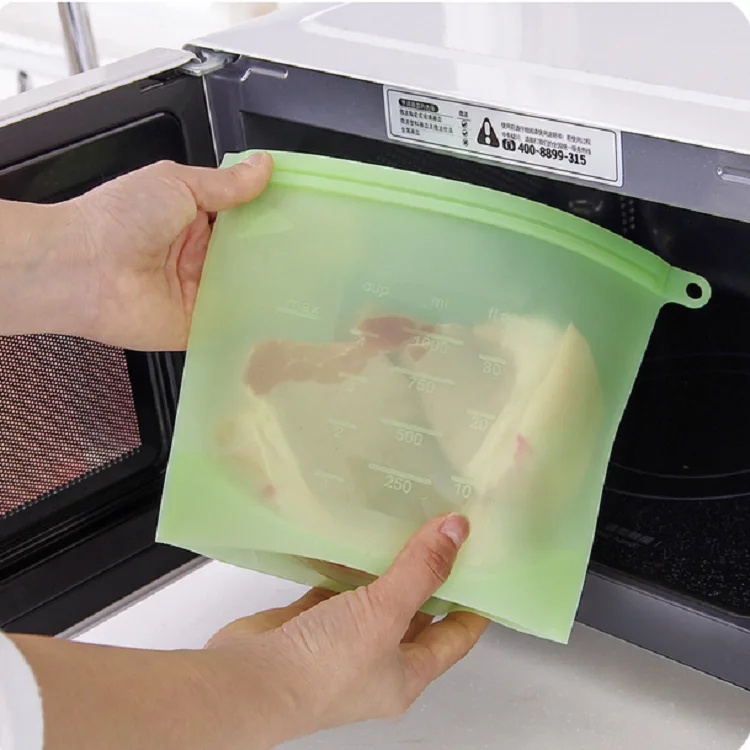 High Quality Reusable Silicone Food Storage Bag with Sealing Strip Fresh Keeping Stand-up Design for Refrigerator Storage