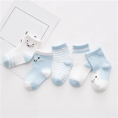 5Pairs/lot Cotton Striped Baby Socks Newborn Boys Girls Sock Cute Toddler Kid 3-12Y