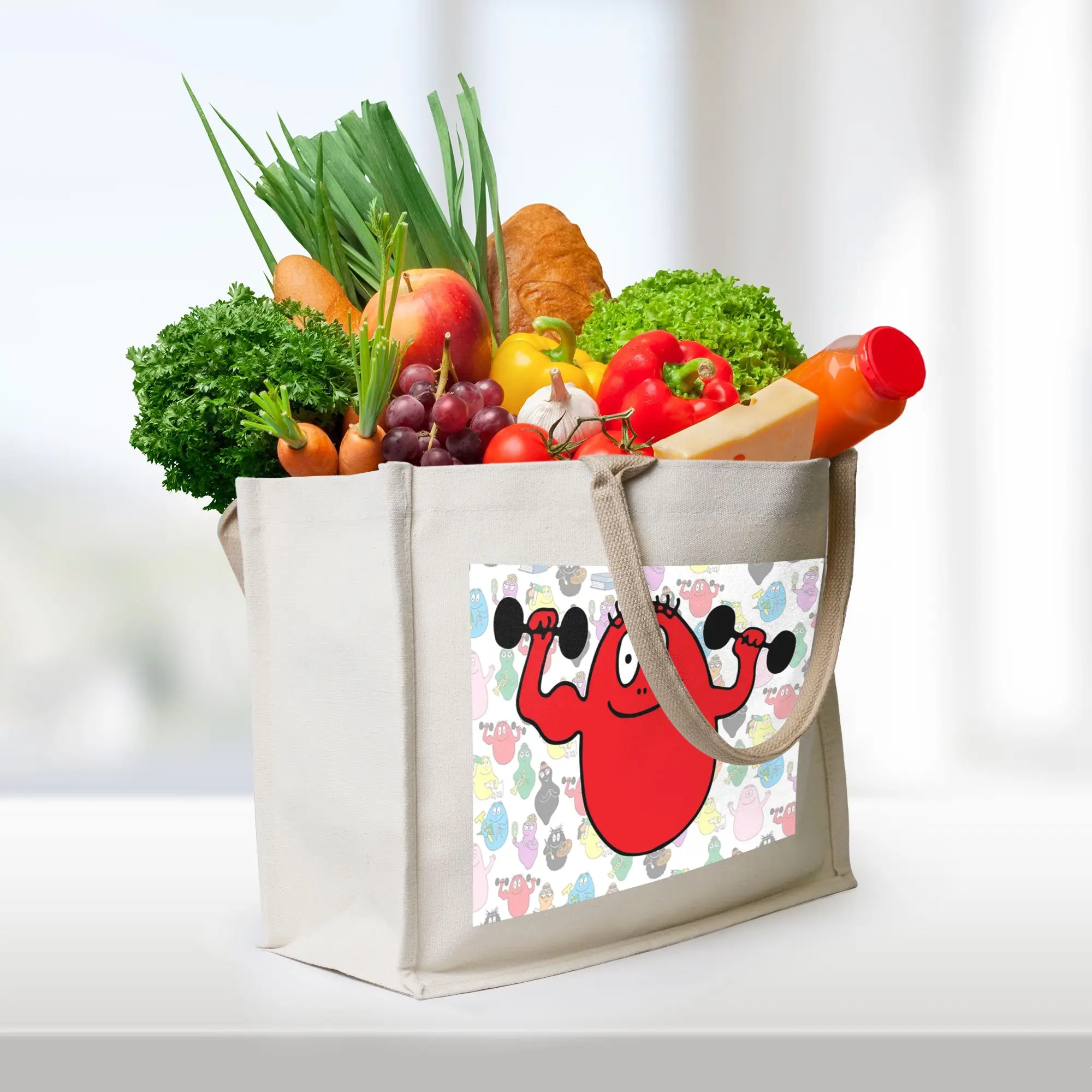 

Сумка-шоппер Barba Red Boy Les Barbapapa Family, холщовая сумка-тоут, женская сумка через плечо, дорожная сумка