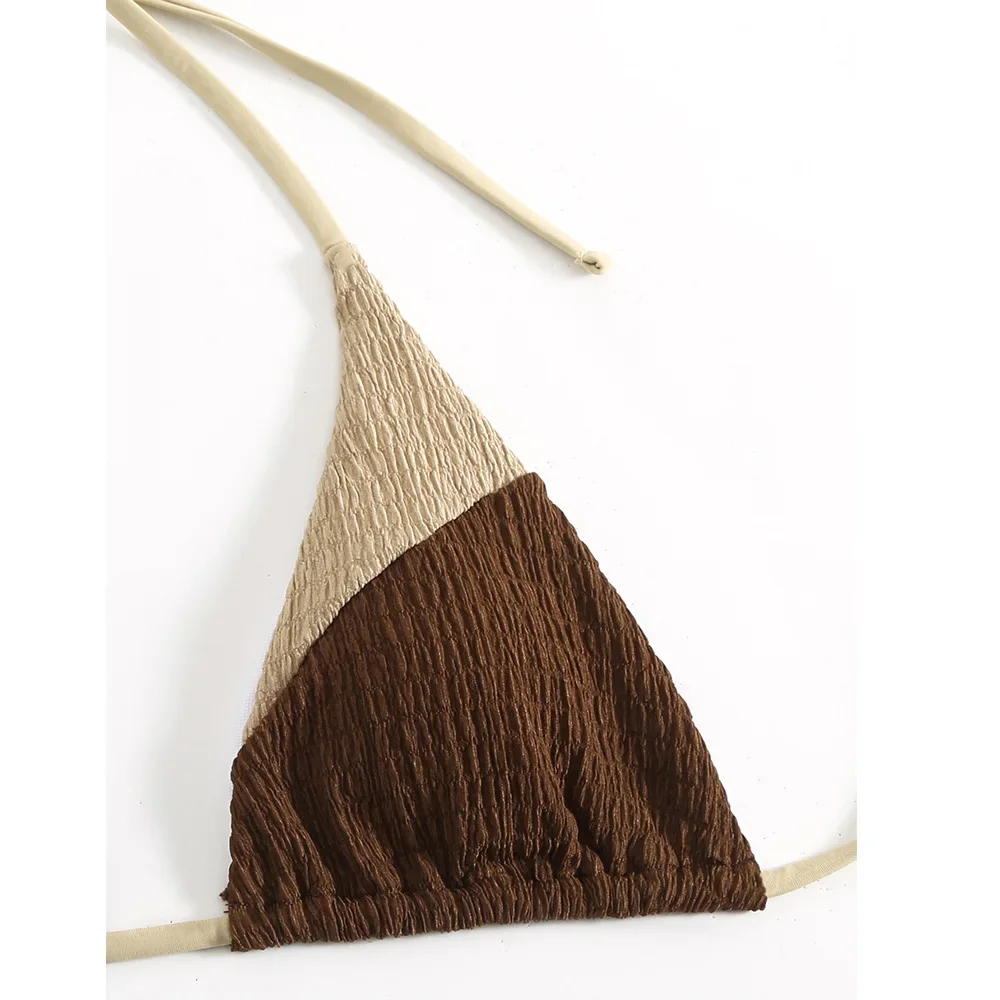 ใหม่เซ็กซี่สีบล็อกสามเหลี่ยมบิกินี่ 2025 ชุดว่ายน้ําสตรีชุดว่ายน้ําหญิง 2 ชิ้นชุดบิกินี่ชุดบิกินี่ Bather ชุดว่ายน้ําชายหาด