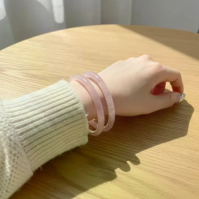Natural Chalcedony Beauty Bangles Ice Sweet Graceful Light Pink Bracelet Delicate Elegant Perfect Jade Handring Jewelry