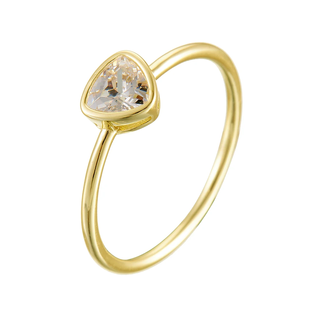 

Модное минималистское кольцо с геометрическим треугольником и одним бриллиантом, посеребренное 925 пробы, 14-каратное золото, высококачественное кольцо с бриллиантом