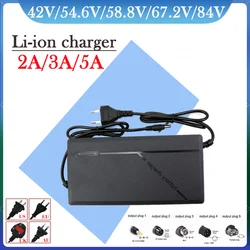 36V 48V 60V 72V Charger 2A 3A 5A 10S 13S 16S 20S Lithium Battery Pack US/EU/AU/UK Plug 42V 54.6V 67.2V 84V Smart Fast Charging