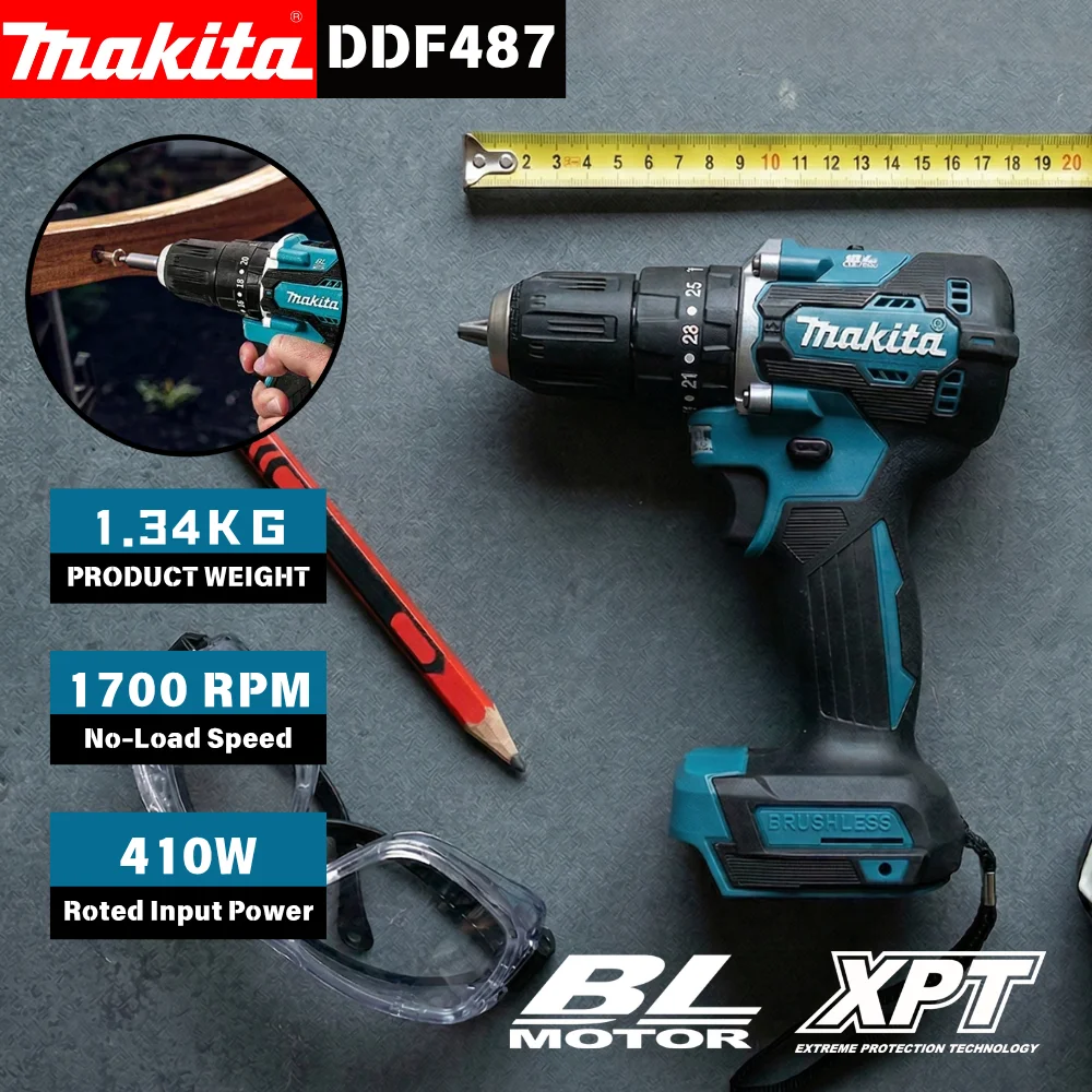マキタ純正。-ddf487-コードレスドライバードリル-ブラシレス電動インパクトスクリュードライバー-充電式電動工具-18v