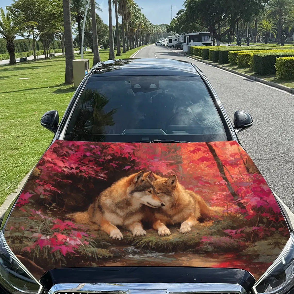 

Виниловая пленка для автомобиля «Двойные волки в цвете», водонепроницаемая наклейка на капот автомобиля из материала ПВХ, самоклеящаяся устойчивая к царапинам St