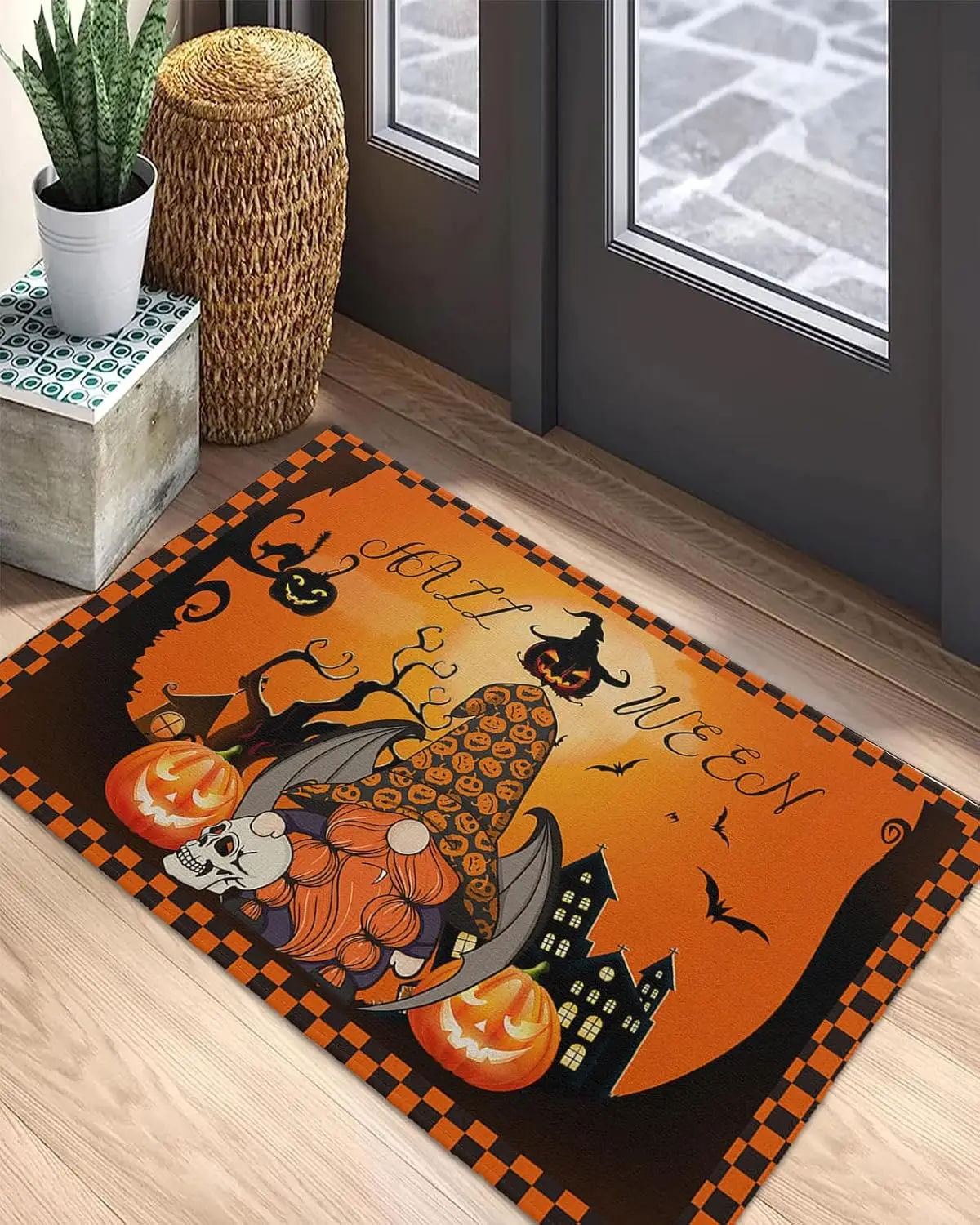

Хэллоуин гномы дом с привидениями Нескользящий напольный коврик для входа приветственный коврик для двери Балкон Прихожая Ванная комната Пральня Коврик Домашний декор