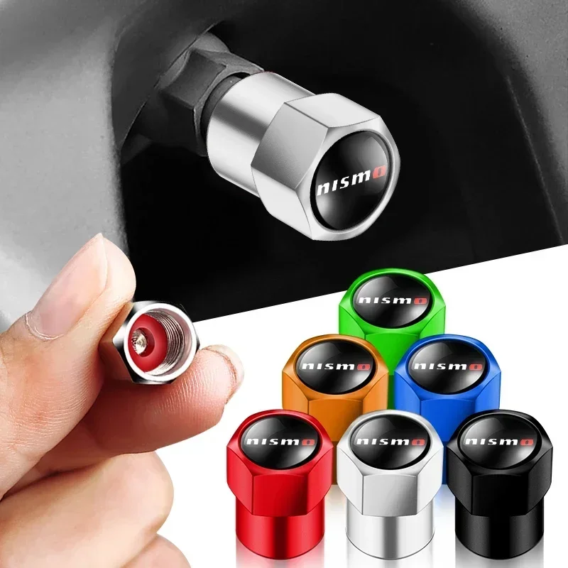 4Pcs Metal Car Wheel Tire Air Valve Caps Stem Covers For Nissan Nismo Note Armada Pulsar Pathfinder X-Trail Qashqai Accessories