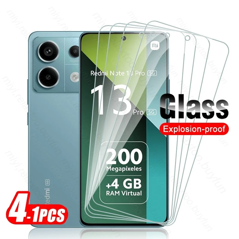 Protector de pantalla de vidrio templado de cubierta completa, 4-1 Uds., para Xiaomi Redmi Note13 Note 13 Pro 5G 4G, cristal Protector Redmy Not 13 Pro 5G