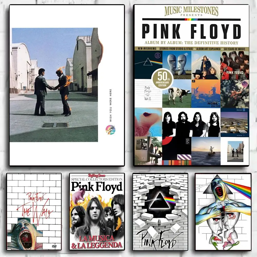 PinK F-Floyd Band Poster Stickers Painting Self-Adhesive Mural HD Wall Decals for Bedroom Living Room Home Decor Gift