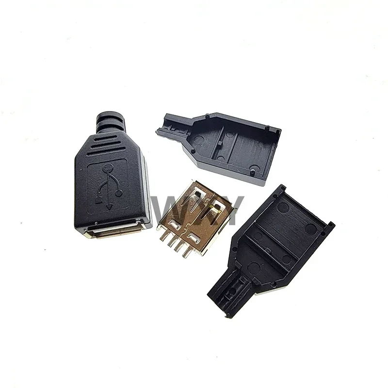 5/10/20Pcs USB Type A Male Female 4 Pin Soldering Plug Socket Connector With Plastic Cover Type-A DIY Kits Black