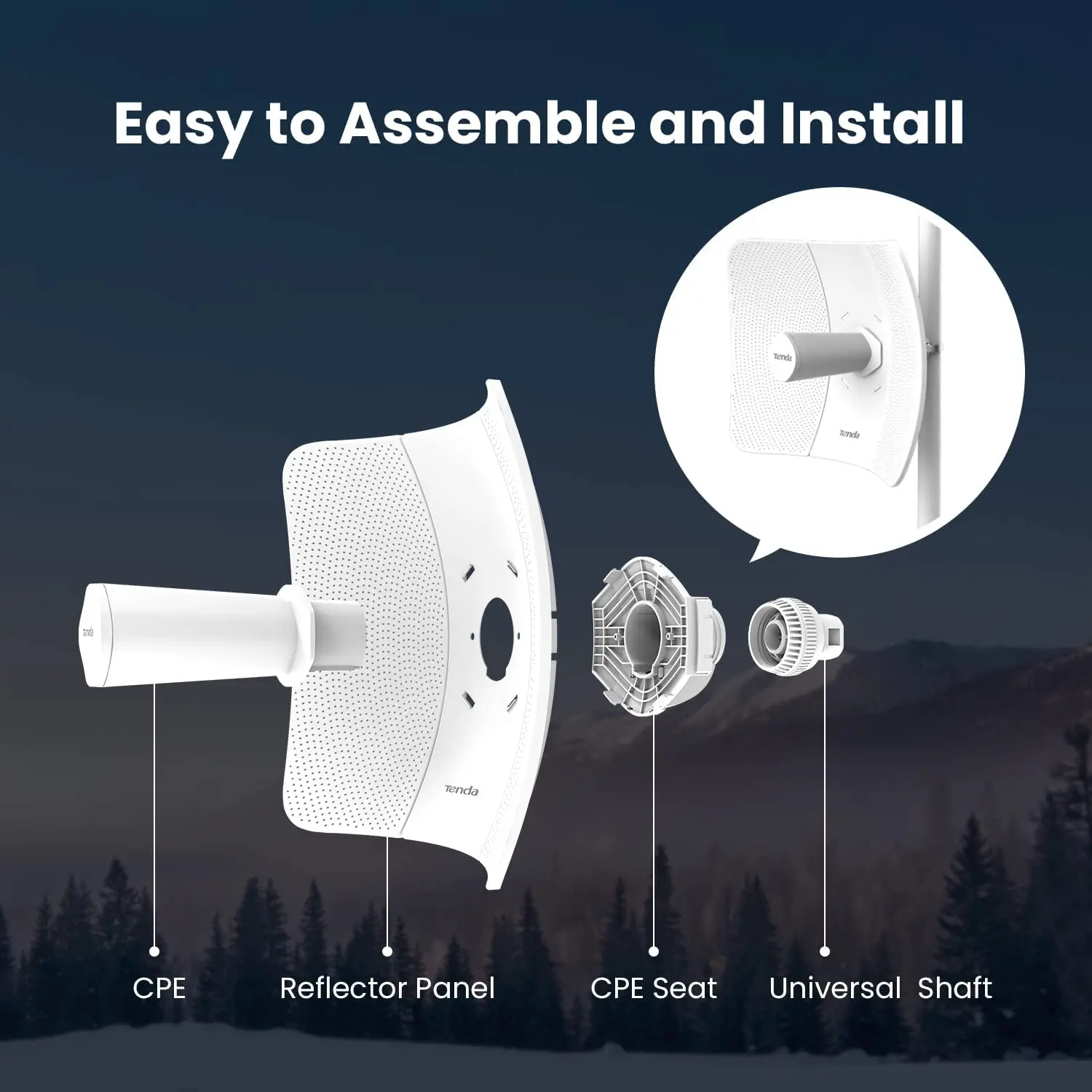 Tenda O8 Outdoor Access Point 433 Mbps Long Range CPE 5GHz Wireless Bridge 23dBi Transmission 20km AP|WISP|IP65 Waterproof