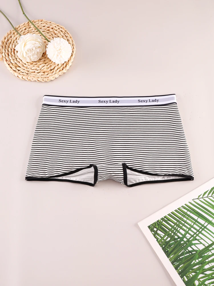 ALDOLA 6PCS/Set Seamless Contrast Trim Allover Print Boyshorts Simple Stretchy Intimates Panties Women's Lingerie Underwear