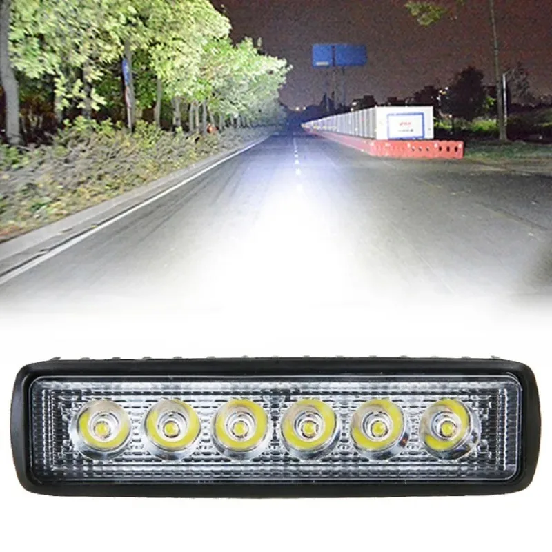 18w 6 LED Car Work Light High Bright Spotlight Universal Offroad Automobile Truck Driving Fog Headlights DRL Driving Lamp 12V