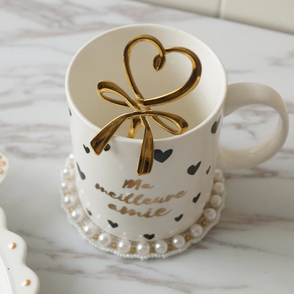 

Pearl Cup Handmade Beads White Tableware Mat Protect Scratch Heat Decorative Placemat Gift Cup Coaster Household