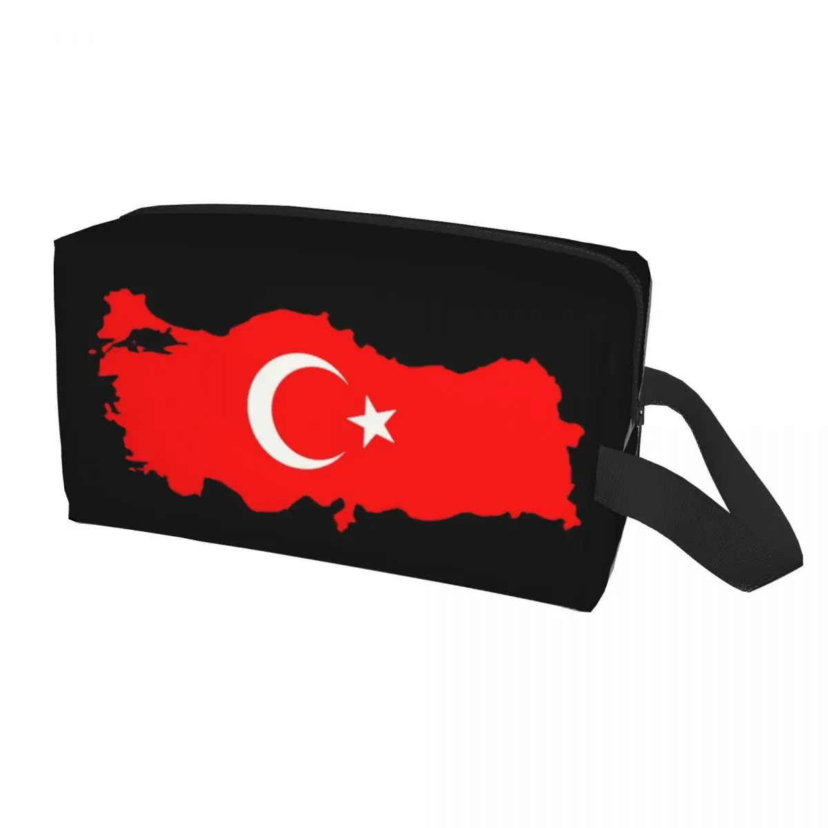 

Custom Turkey Flag Map Toiletry Bag for Women Turkish Moon and Star Makeup Cosmetic Organizer Lady Beauty Storage Dopp Kit Case