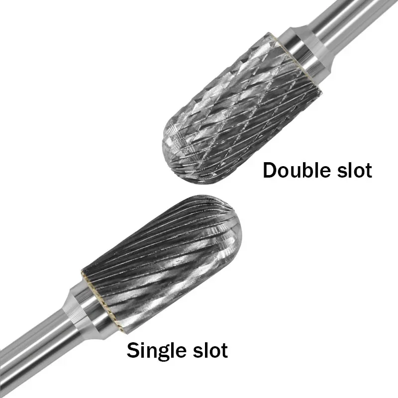 Cabeça de moagem de aço tungstênio, Carbide Rotary File C Tipo Cilíndrico Bit End Fresadora, Fresa de slot simples e duplo