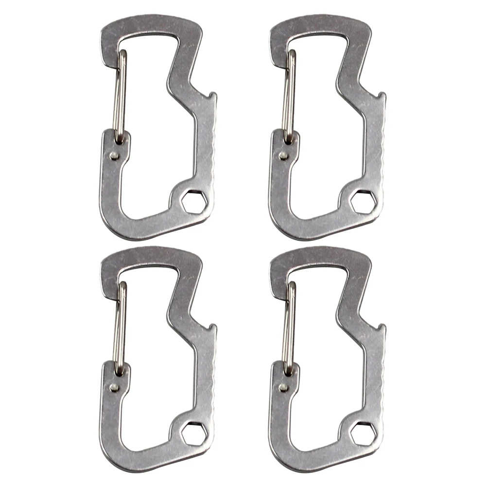 

4pcs Stainless Steel Carabiner Bottle Opener D-shaped Buckles Outdoor Camping Spring Hooks Portable Bottle Clamps Storage Tools