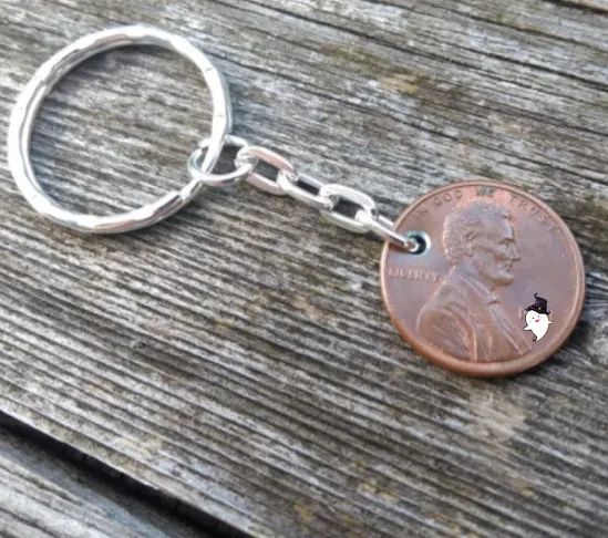 

US Wheat Penny 1909svdb Keychain 100% Copper Hand Carved Coin