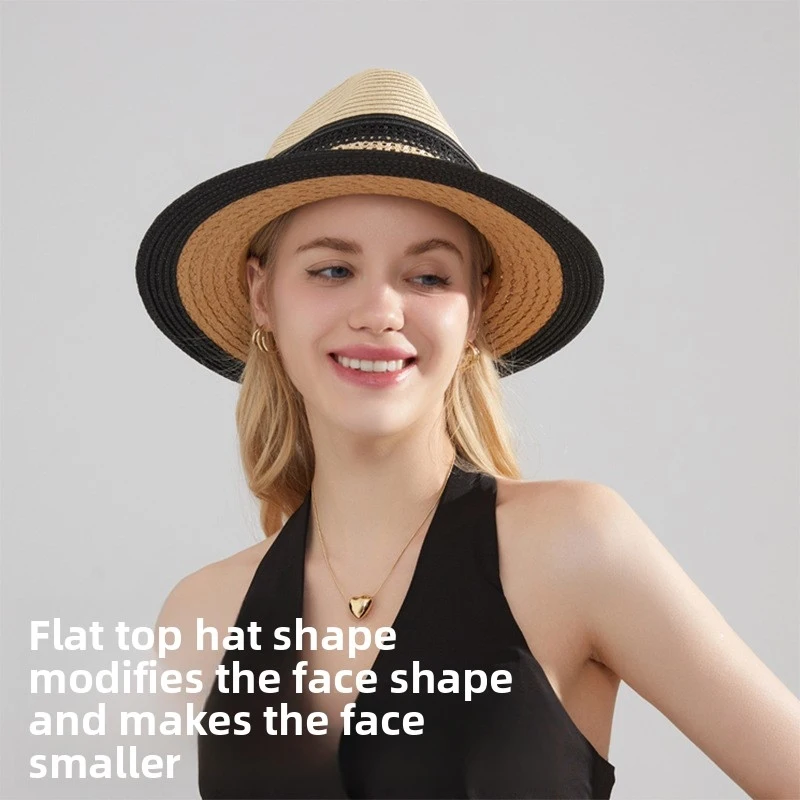 

Hat Panama straw hat British-style formal hat for men and women beach hat sun protection wide brim large brim