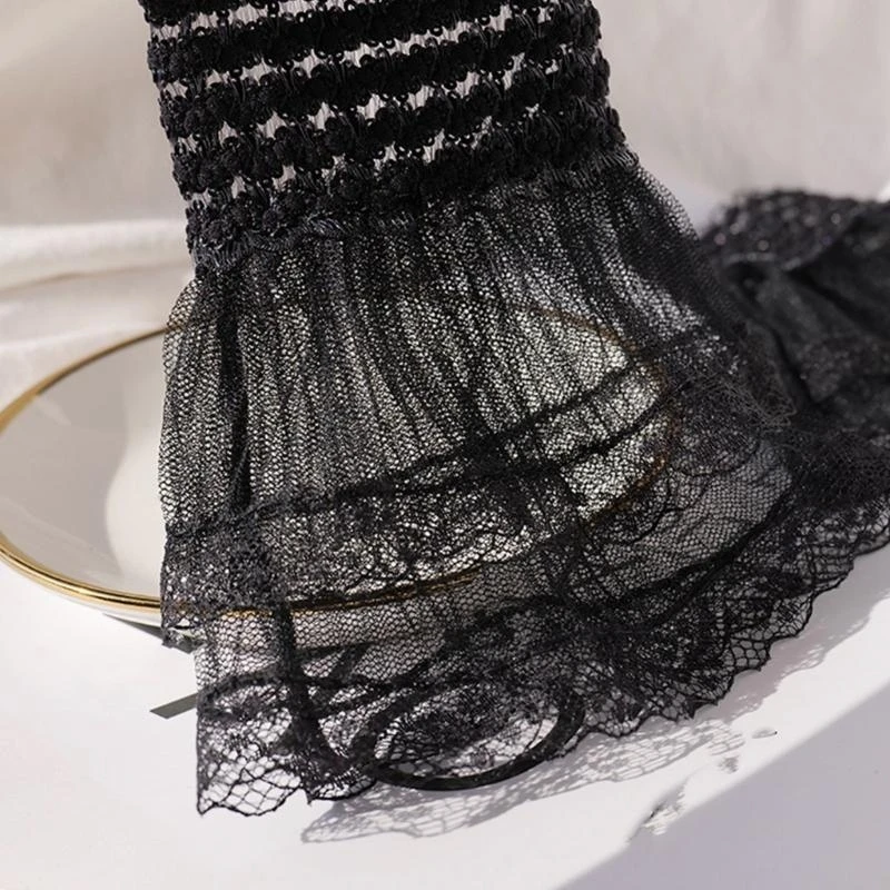 أصفاد مزينة بأكمام مزيفة لفستان الزفاف وأكمام دانتيل مزخرفة وأكمام معصم مطوي أصفاد معصم