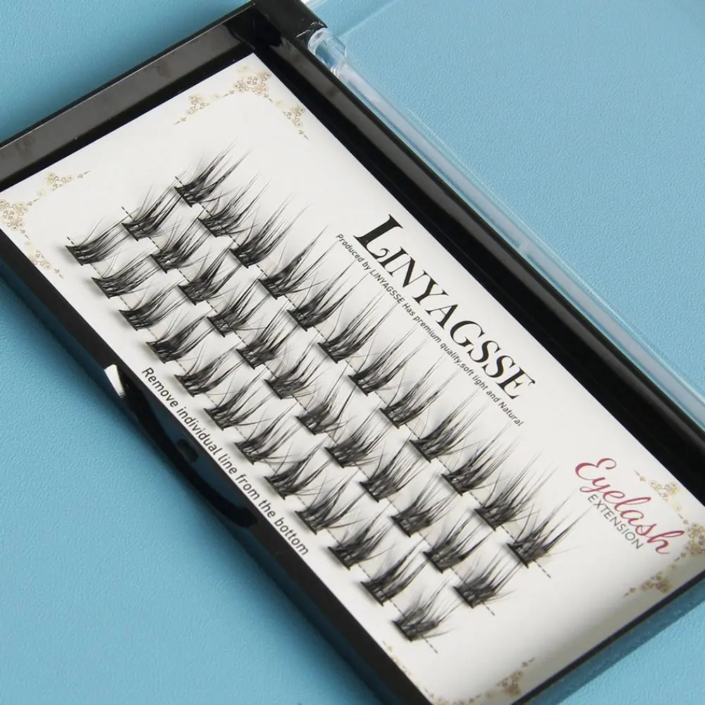 Cils individuels courbés en L, aspect naturel et vaporeux, pose rapide, cils en grappe sans cruauté, extension de cils DIY