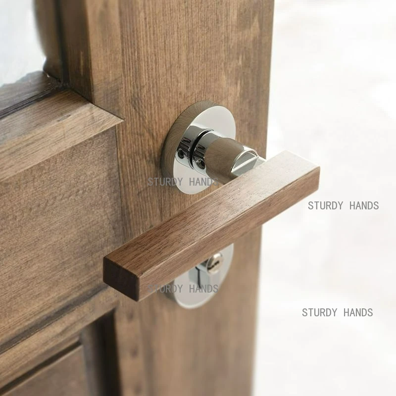 

1 set of zinc alloy retro solid wood door handle indoor silent door lock household wooden door split lock